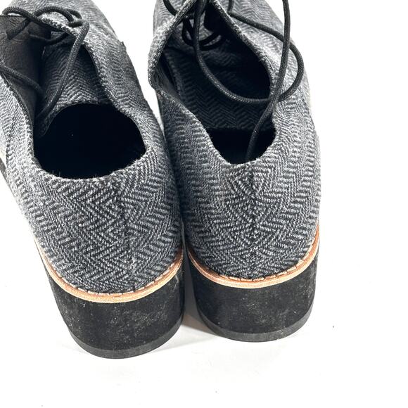 Eileen Fisher Eddy Mélange Herringbone Oxfords 5 NWOT Platform Gray Academia - Picture 4 of 8